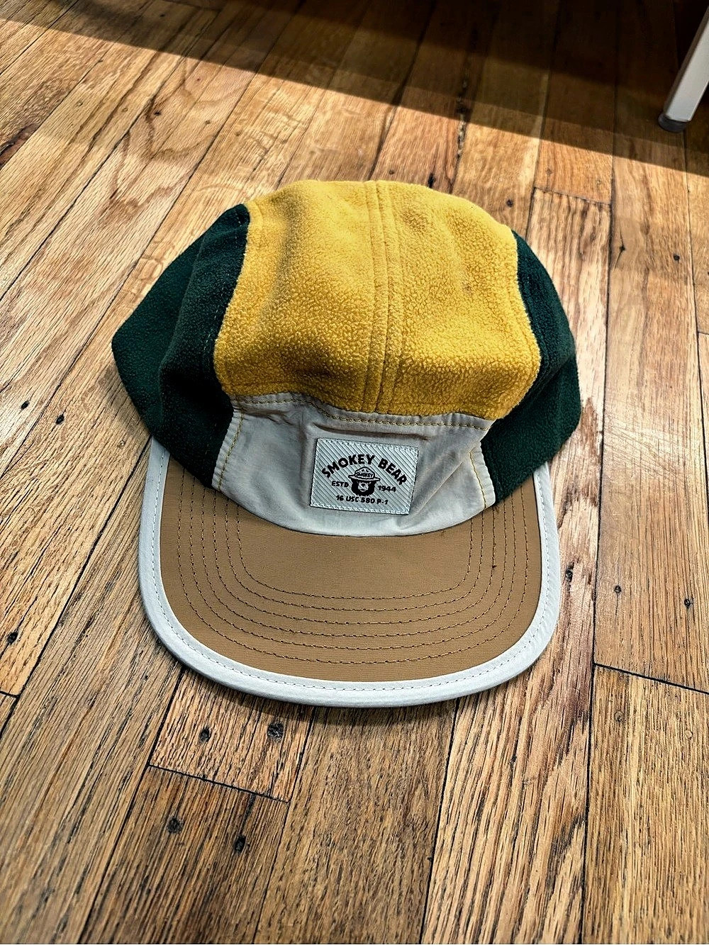Smokey Bear Microfleece 5-Panel Camper Hat Green & Yellow